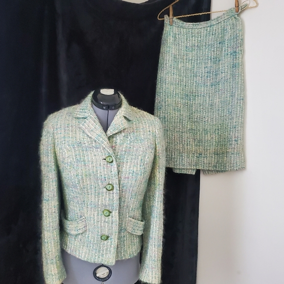 Vintage Tweed jacket skirt tailored suit set - Picture 1 of 5